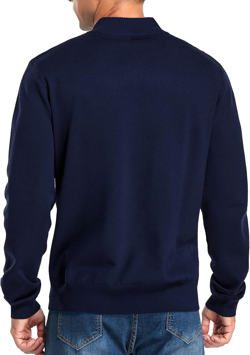 Mens Slim Fit Quarter Zip Mock Neck Polo Sweater Casual Long Sleeve Sweater and Turtleneck Pullover