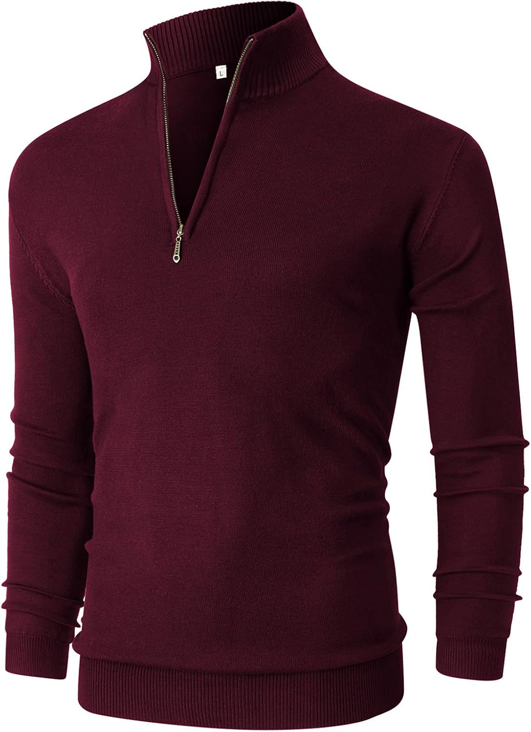 Mens Slim Fit Quarter Zip Mock Neck Polo Sweater Casual Long Sleeve Sweater and Turtleneck Pullover